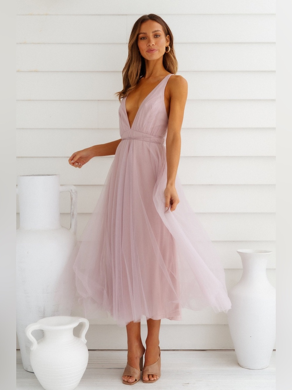 Hello Molly Lilac Tulle Midi Dress